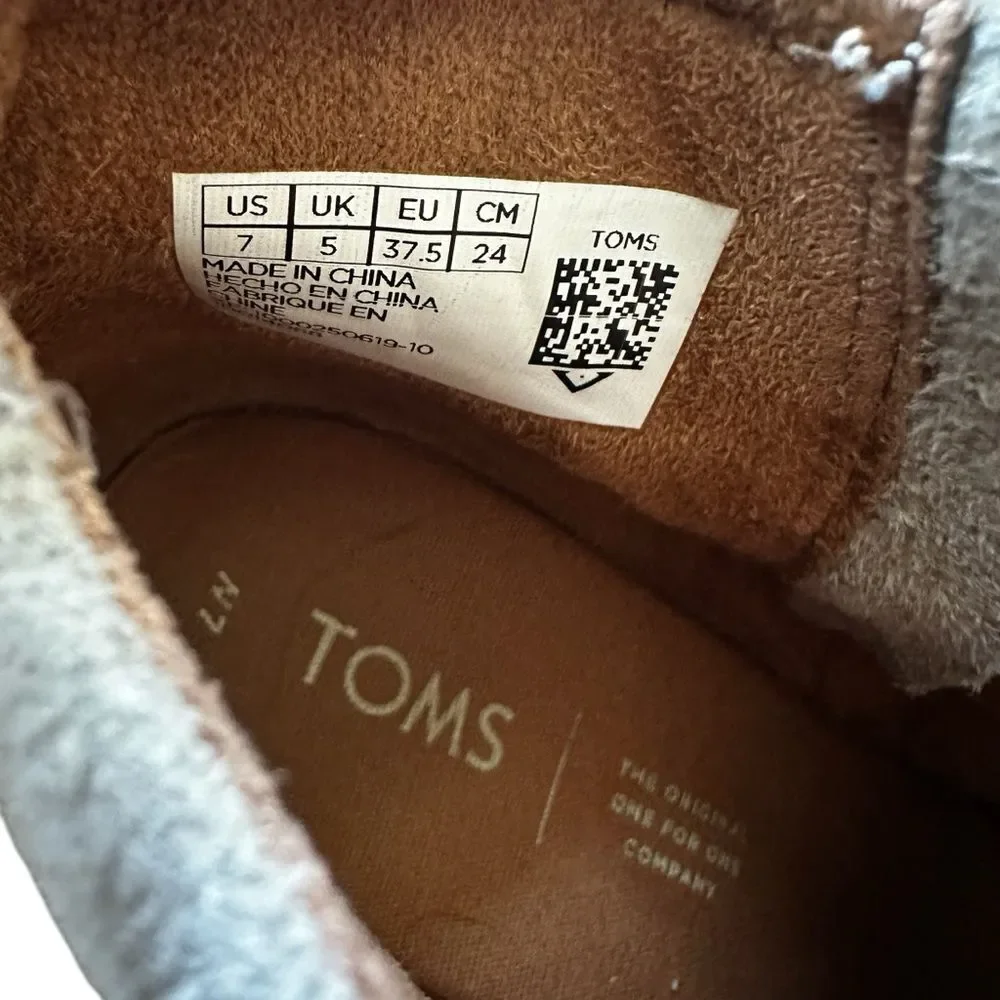 Toms Tan Ankle Booties Desert Wedge  Size 7